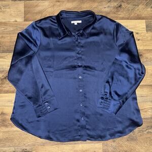 Chico’s Blue Button Down Long Sleeve Shirt Size 4 US XXL